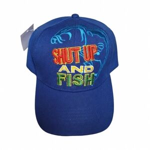 Shut Up and Fish Blue Embroidered Baseball Cap